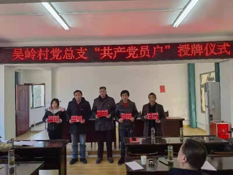 汤泉乡吴岭村党总支举行“共产党员户”门牌授牌仪式